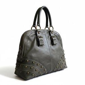 Vintage Leather Bag Purse Large Brown Studded Retro Grunge Made Italy GUIA’S